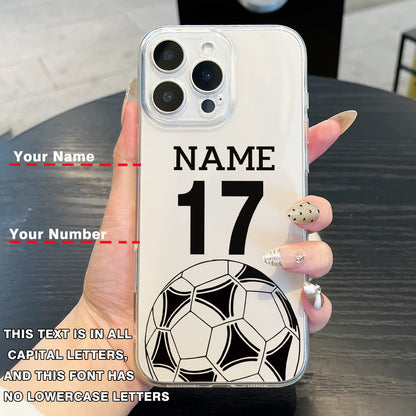 Customized Name & Number Printed Football Phone Case | Personalized Transparent Mobile Cover