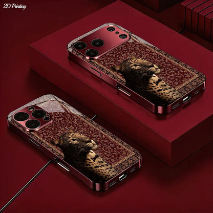 Luxury Leopard & Persian Carpet 2D Printed Glass Back Phone Case