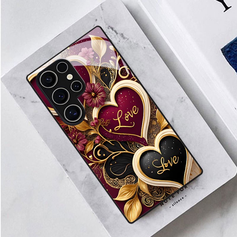 Luxury Love Heart Printed Phone Case