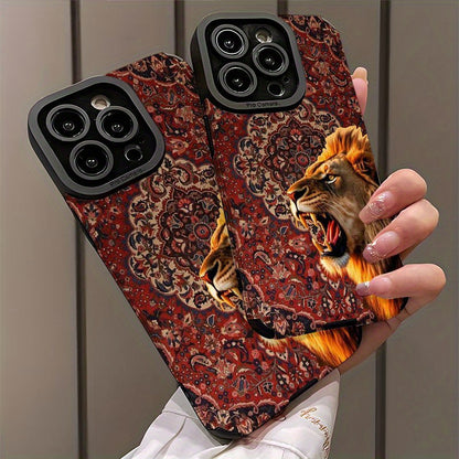 Luxury Roaring Lion & Persian Carpet 2D Printed Glass Back Phone Case