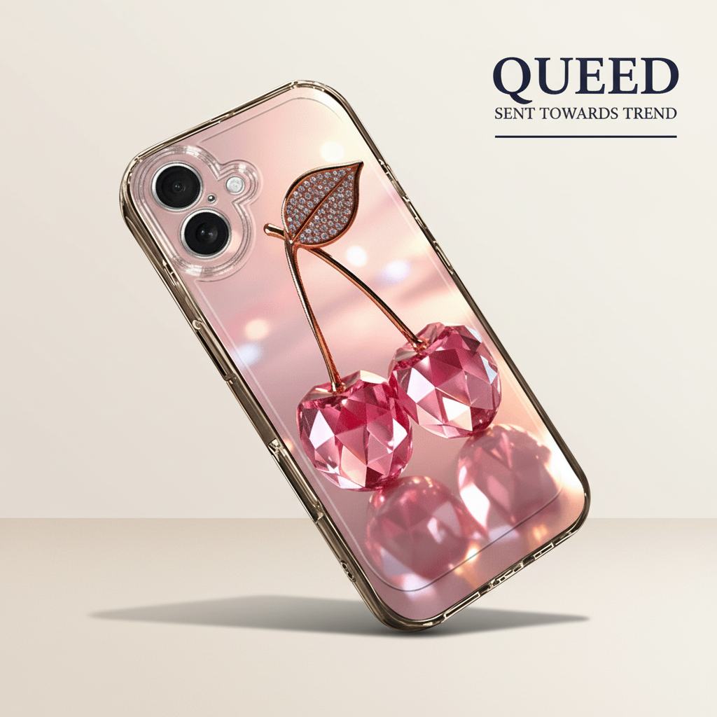 Cherry Crystal Pattern/2D Effect/Transparent Precision, product image 4, printed phone case design by QUEED