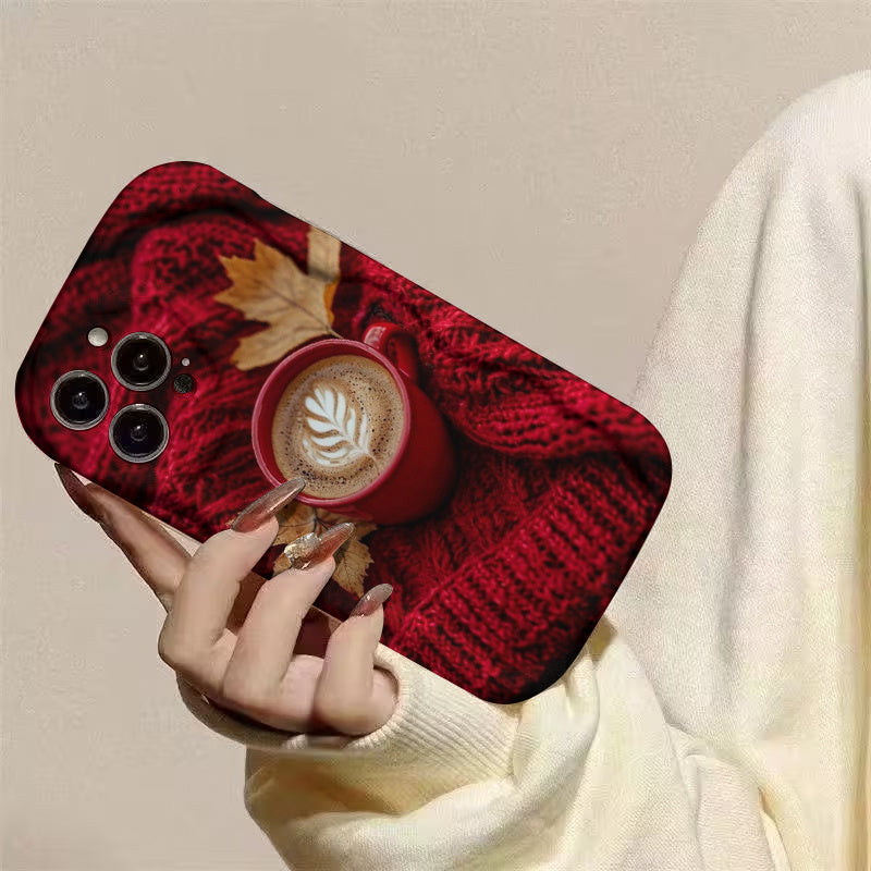 Coffee Cup & Autumn Leaves Designer Printed Mobile Back Cover Case for iPhone & Android