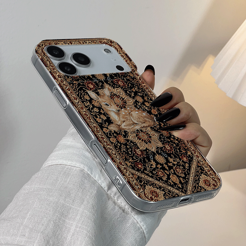 Cute Deer & Persian Carpet 2D Printed Transparent TPU Phone Case