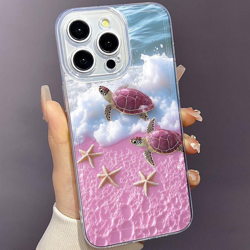 Clear Transparent Protective Cover with Cute Sea Turtle Design |