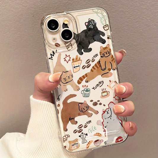 Cute Cat Cartoon Transparent Phone Case