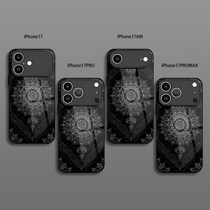 Luxury Black Persian Carpet 2D Printed Glass Back Phone Case