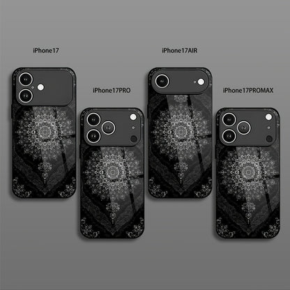 Luxury Black Persian Carpet 2D Printed Glass Back Phone Case