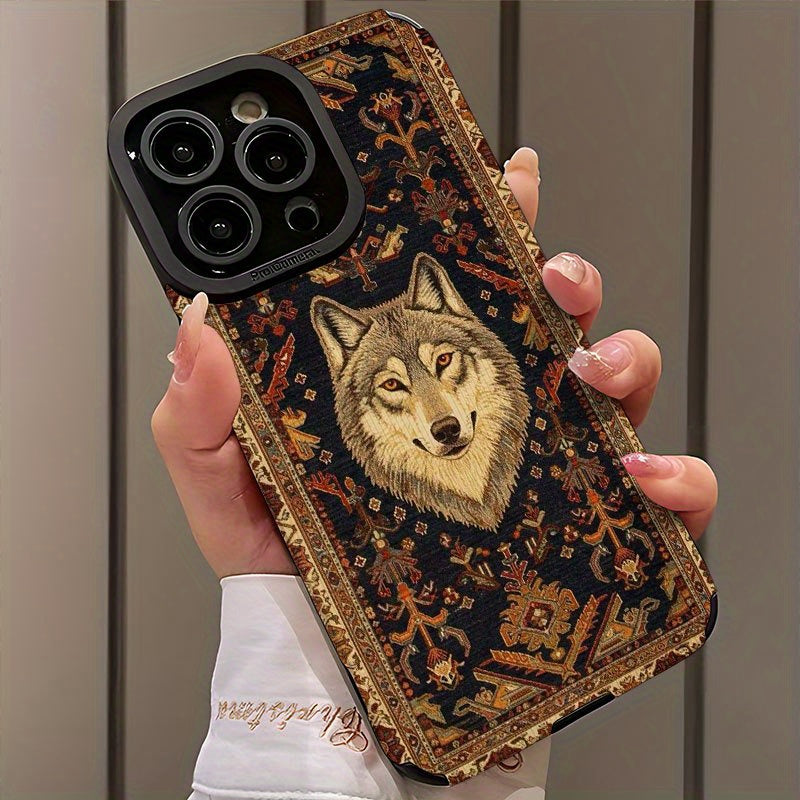 Luxury Wolf Persian Carpet Tempered Glass Phone Cas