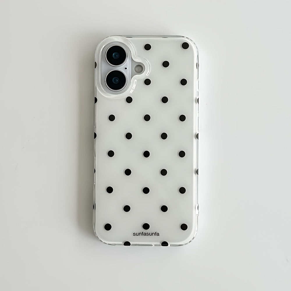 Aesthetic Polka Dot Transparent Phone Case | Black White Designer Mobile Cover