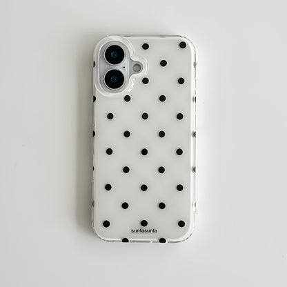Aesthetic Polka Dot Transparent Phone Case | Black White Designer Mobile Cover