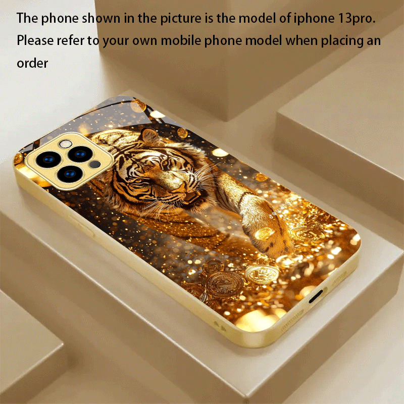 Luxury Golden Tiger Printed Hard Back Case Cover for iPhone & Android Smartphones