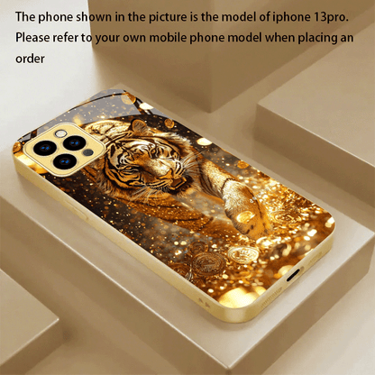 Luxury Golden Tiger Printed Hard Back Case Cover for iPhone & Android Smartphones