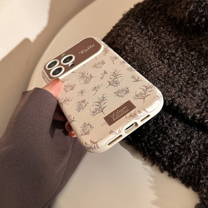 Luxury Floral Printed Silicone Glass Metal Phone Case Cover