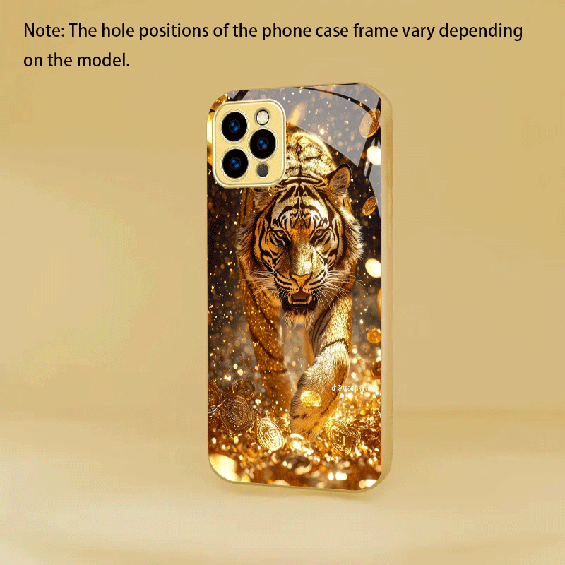 Luxury Golden Tiger Printed Hard Back Case Cover for iPhone & Android Smartphones