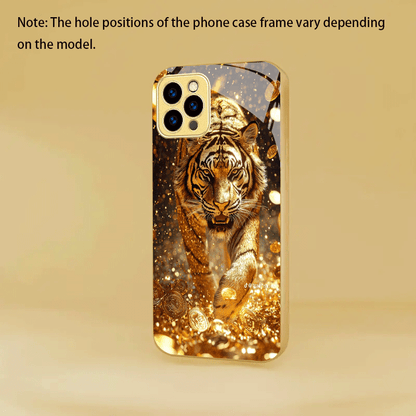 Luxury Golden Tiger Printed Hard Back Case Cover for iPhone & Android Smartphones