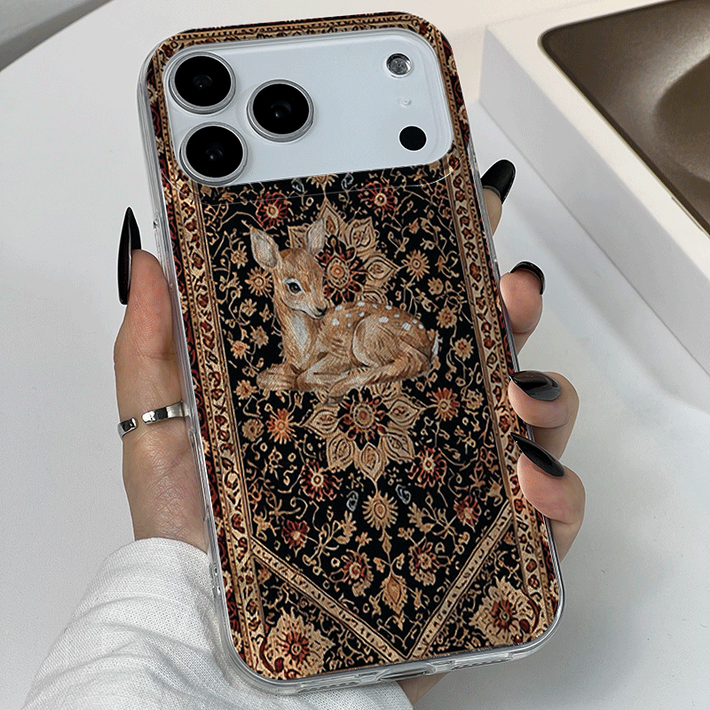 Cute Deer & Persian Carpet 2D Printed Transparent TPU Phone Case