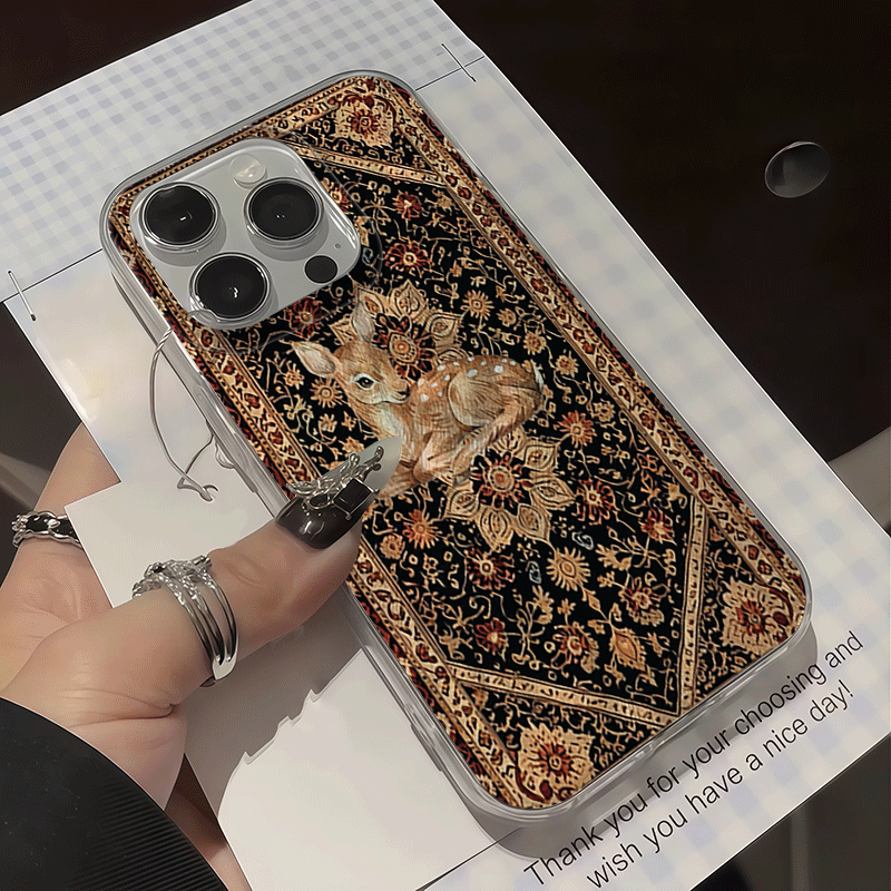 Cute Deer & Persian Carpet 2D Printed Transparent TPU Phone Case