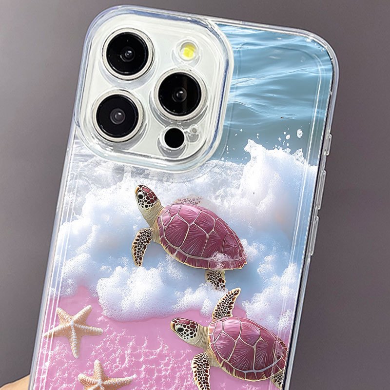 Clear Transparent Protective Cover with Cute Sea Turtle Design |